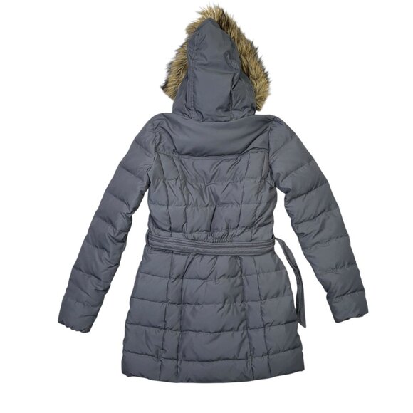 Abercrombie Down Jacket Womens Small S Gray Parka Puffer Fur Trim Winter Coat - Picture 2 of 14